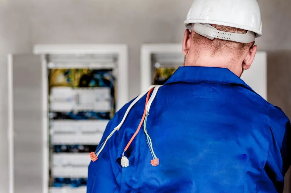 Engineer working at an electrical distribution panel