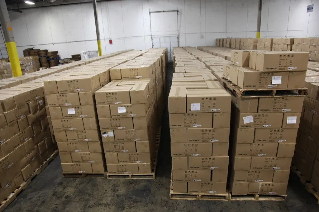 Palletised goods ready for dispatch in a warehouse